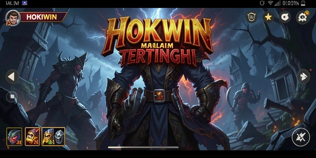 Screenshot gameplay HOKIWIN menampilkan suasana kota yang menyeramkan dan elemen Horor yang jelas.