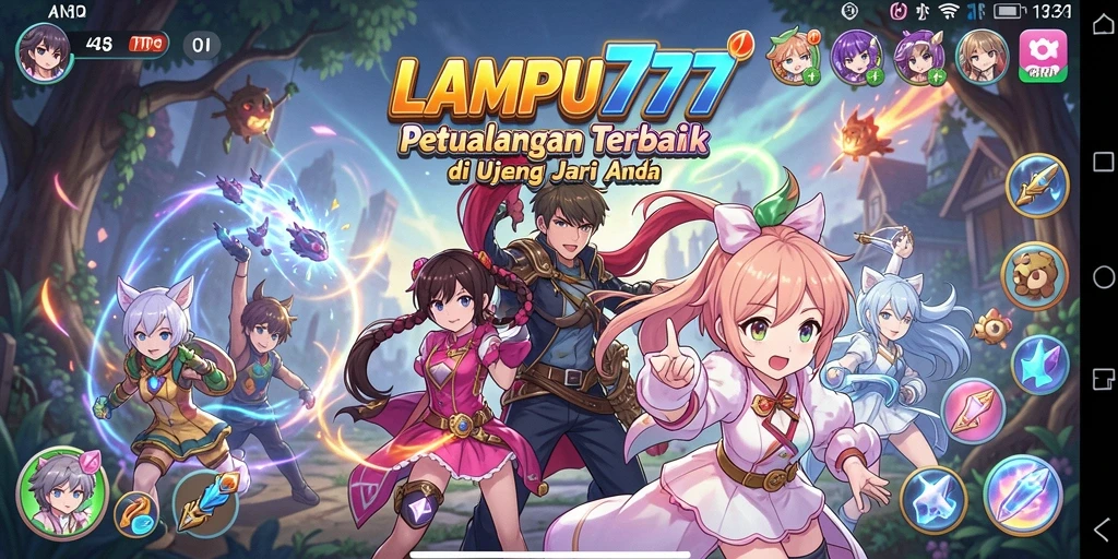 Tampilan gameplay seru dari LAMPU777 dengan aksi karakter Anime.