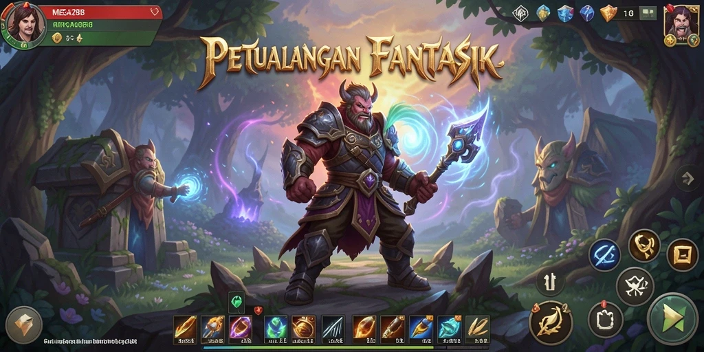 Screenshot gameplay MEGA288 yang menampilkan pertempuran seru di dunia ARPG.
