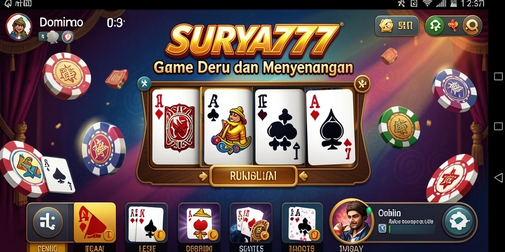 Screenshot SURYA777 menampilkan momen seru dalam permainan Domino.